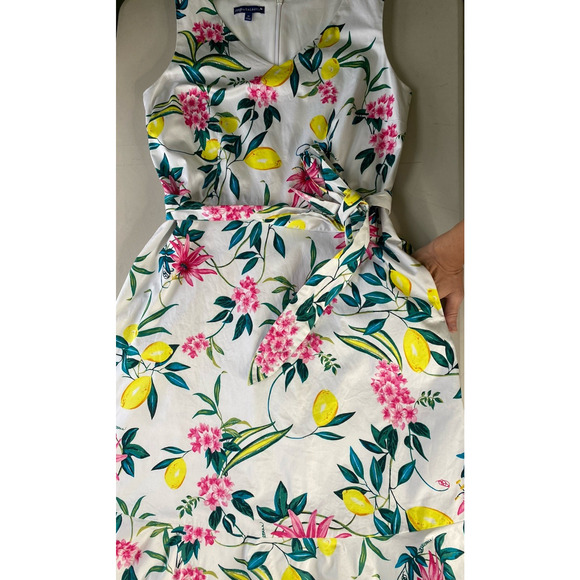 Talbots Dress Womens Size 10 Lively Lemon Floral Fit & Flare Party Guest Midi - Picture 10 of 12